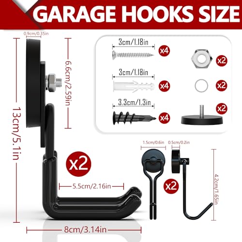 Heavy Duty Magnetic Hooks (2.6"x2-SU / Black)