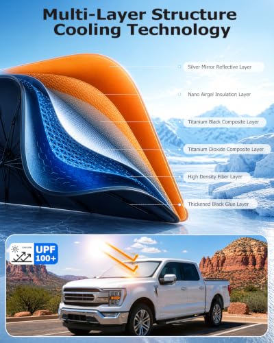 2026 Upgraded] Weektic Truck Windshield Sun Shade for F (For F-150 Silverado Tundra/RAM/Sierra)