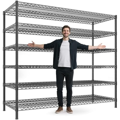 6 Tier Heavy Duty Wire Shelving Unit (83"H x 55.5"W x 18"D)