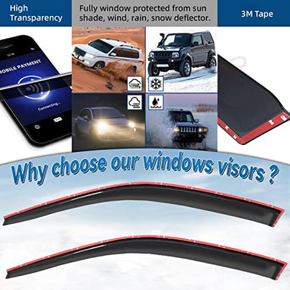 2pcs Window Visors Rain Guards for 1996 (for 1996-2000 Honda Civic)
