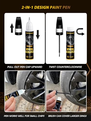 Black Rim Touch Up Paint Compatible with Kia 2 (For Audi / pure black for rim repair)
