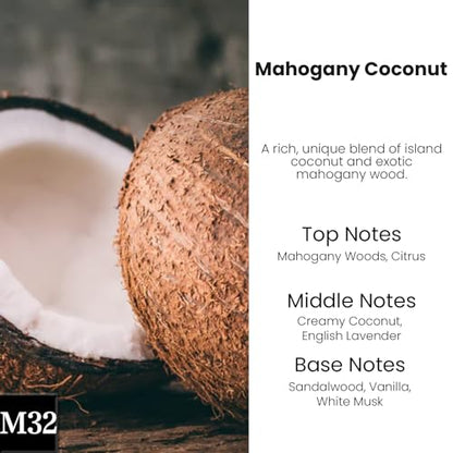 Car Air Freshener Diffuser 2 Pack Hanging Mahogany Coconut Car Air Freshener for Women 45+ Days Long Lasting Fragrance Made in USA