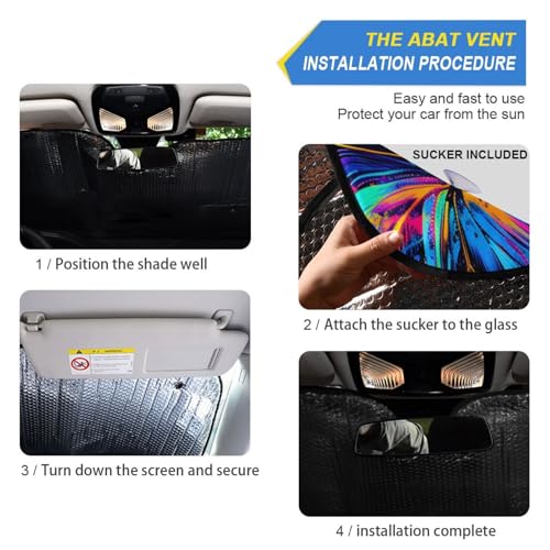 Car Windshield Sun Shade Colorful Butterflies Foldable Car Front Windshield Sunshade Blocks UV Rays Sun Visor Heat Protection for Truck SUV to Keep Your Vehicle Cool (Medium / Colorful Butterflies)
