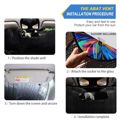 Car Windshield Sun Shade Colorful Butterflies Foldable Car Front Windshield Sunshade Blocks UV Rays Sun Visor Heat Protection for Truck SUV to Keep Your Vehicle Cool (Large / Colorful Butterflies)