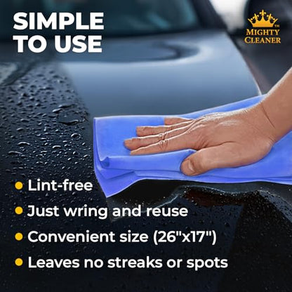 Premium Shammy Cloth for Car Drying (Purple, Blue, Mint)