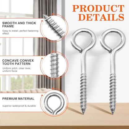 2Pcs Self Tapping Eyelet Screw Eye Bolt (M10-6 INCH)