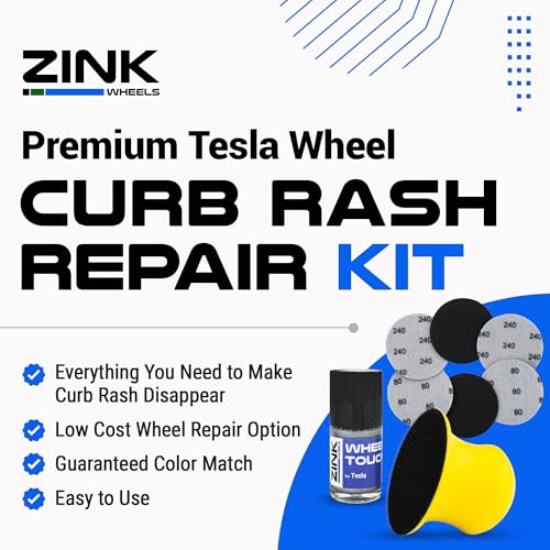 Premium Tesla Wheel Curb Rash Repair Kit for Model Y 20 (Tesla Model Y / 20" Bright Silver Helix 2.0)