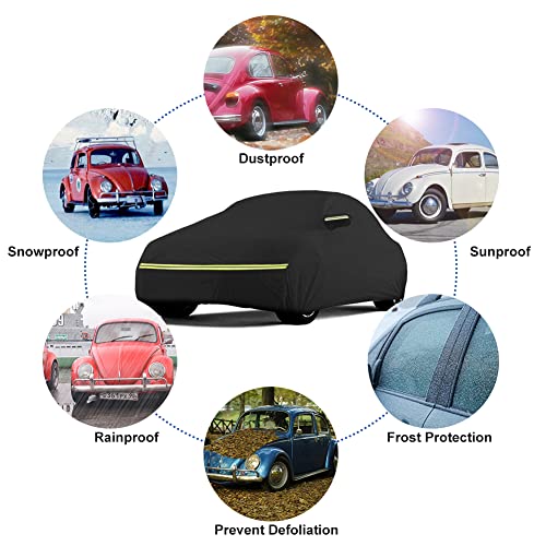 Waterproof Car Cover for VW Beetle Sedan 2 (1960-1980 Volkswagen-Black)