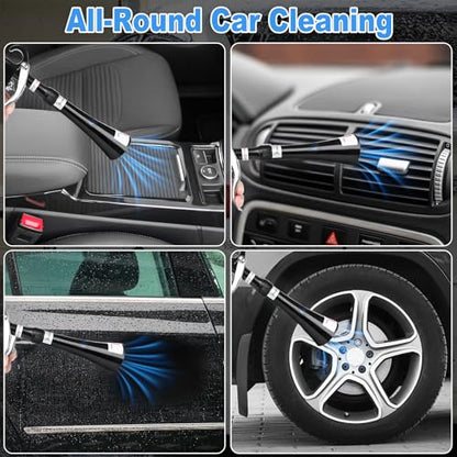 Air Blow Gun Car Detailing Dry Cleaning Gun with Tapered Nozzle High Pressure Cleaning Tool (Soft Hose -1 Nozzle / Black)
