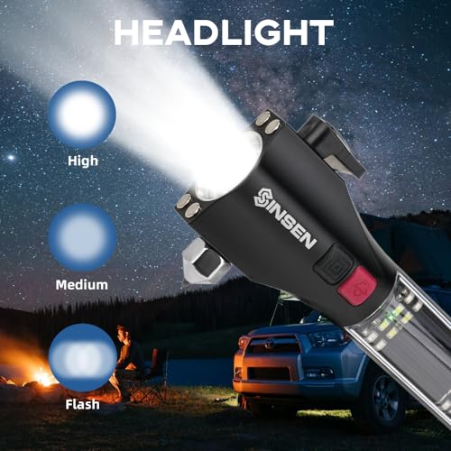 Car Safety Hammer Flashlight (Black / 7.8in)