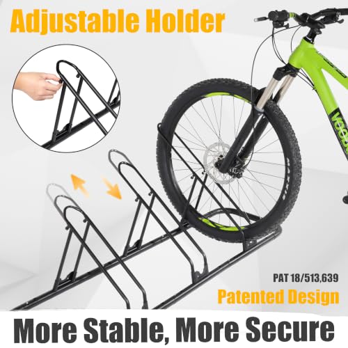 Bicycle Floor Parking Rack Stand (3 Bikes / Adjustable)