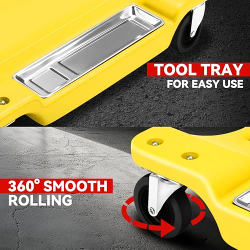 40 in Low Profile Car Rolling Mechanic Creeper (Yellow / 40" L (w/LED Light))