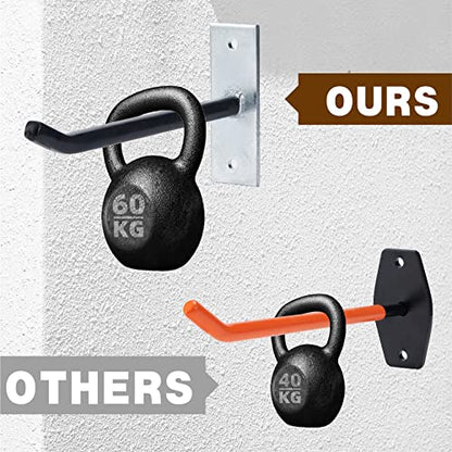 10 Inch Wall Mount Steel Tire Hooks (4 Pack – Black)