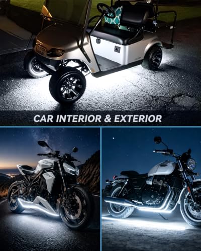 12V Led Light Strip for Car Motorcycle Golf Cart 12.5In White 4Pcs (White Led Strip)