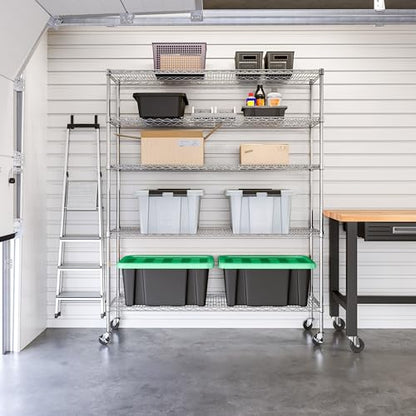 UltraDurable Heavy Duty NSF Solid Steel Wire Rack Storage Unit Organizer for Garage (Steel / 5-Tier Shelving, 60" W x 18" D)