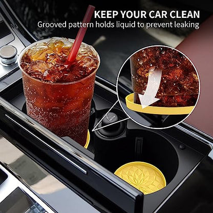Car Coasters for Cup Holders [4 Pack] (4 Pack-yellow)
