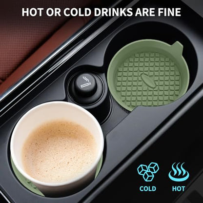 Car Cup Holder Coasters [4 Pack] Silicone Cups Mats (4pack-olive Green)