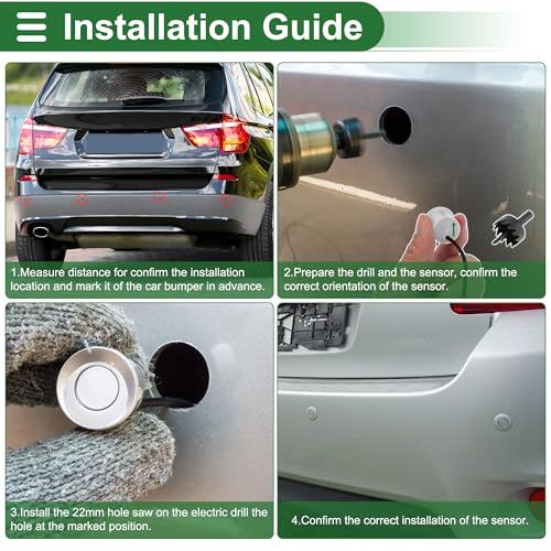 Universal Car Auto Vehicle Reverse Backup Radar System Reverse Parking Sensors Alarm Buzzer Reminder Distance Detection White 2 Pcs Parking Sensors (White)