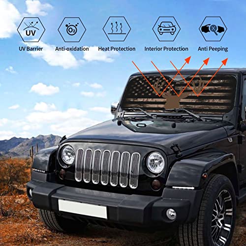 American Flag Camouflage Car Windshield Sunshade Front Window Sun Visor Protector Foldable Shield Cover for Truck SUV (White9 / Small)