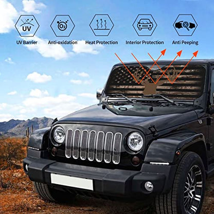 American Flag Camouflage Car Windshield Sunshade Front Window Sun Visor Protector Foldable Shield Cover for Truck SUV (White9 / Small)