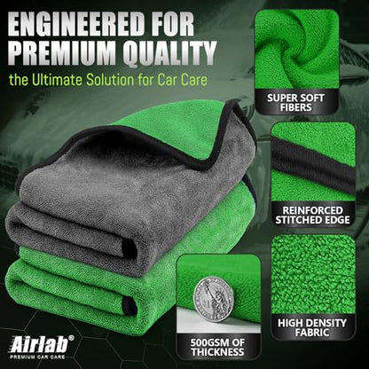 Microfiber Towels Cars Wash Drying Cleaning Cloth (Green & Grey)