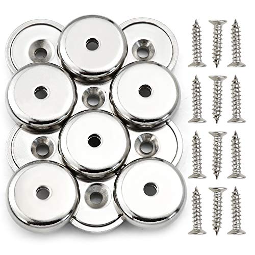 Strong Magnets Heavy Duty Screw On Neodymium 60LBS Magnet 12 Pack (Silver / 0.98in)