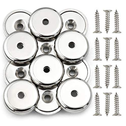 Strong Magnets Heavy Duty Screw On Neodymium 60LBS Magnet 12 Pack (Silver / 0.98in)