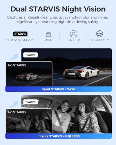 M550 Max 4K 3 Channel Dash Cam Front and Rear Inside (Black)