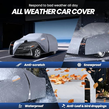 Multi Layer Car Cover Custom Fit for Toyota Prius (W.Custom Fit Toyota Prius / White Car Cover)