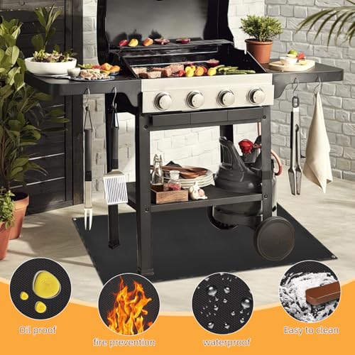 Under Grill Mat for Outdoor Grilling (Rectangular/Black / 70"L x 48"W)