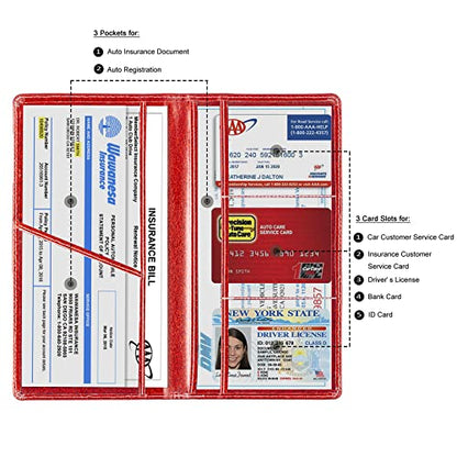 Car Registration & Insurance Card Holder (Glitter Red)