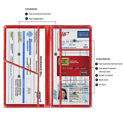 Car Registration & Insurance Card Holder (Glitter Red)