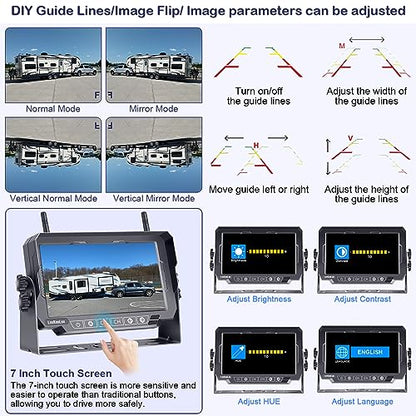 HD 1080P 7 inch RV Wireless Backup Camera (7'' + License Plate & RV Camera)