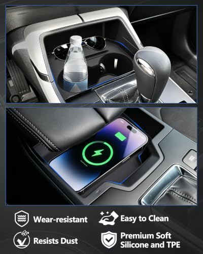 Cup Holder Insert & Wireless Charging Mat for 2026 Mazda CX5 Accessories (For 2026 Mazda CX5)