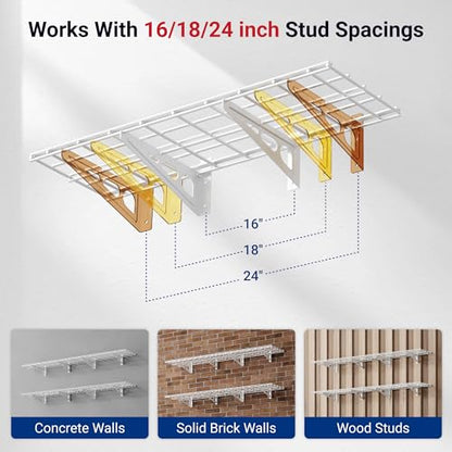 12-inch-by-72-inch Wall Shelf Garage Storage Rack Wall Mounted Floating Shelves,1x6ft,White, 2-Pack, Classic Series (White / 2 pack-1x6 ft)