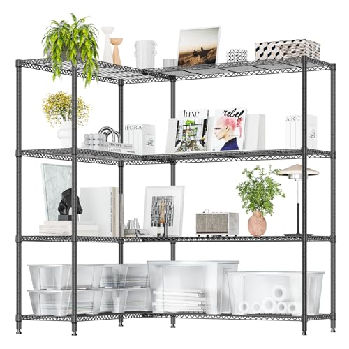 Linked Storage Racks (4 Tier, 15.7" D x 33.5" W x 59.5" H / Black)
