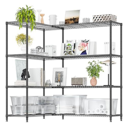 Linked Storage Racks (4 Tier, 15.7" D x 33.5" W x 59.5" H / Black)