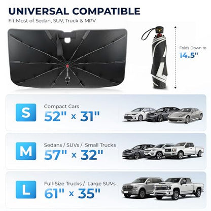 Umbrella Windshield Sun Shade for Truck (Large(61"L x 33"W))