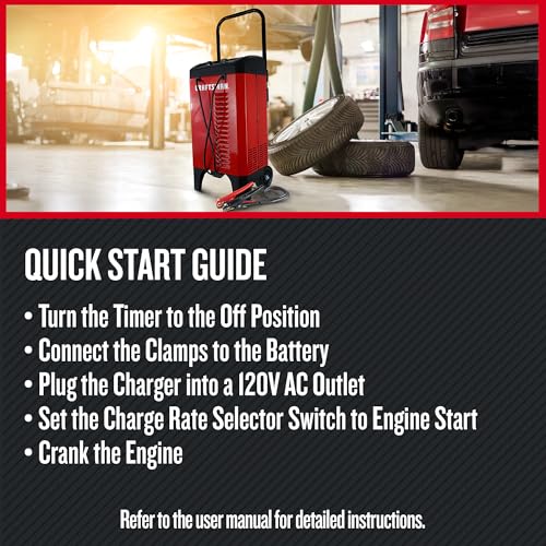 Wheeled 6A Car Battery Charger & Maintainer (175 Amp)