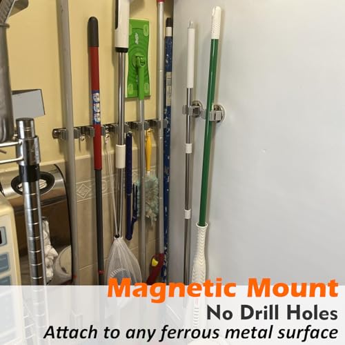 Magnetic Broom Holders (Anti-broken,Silver,2PCS)