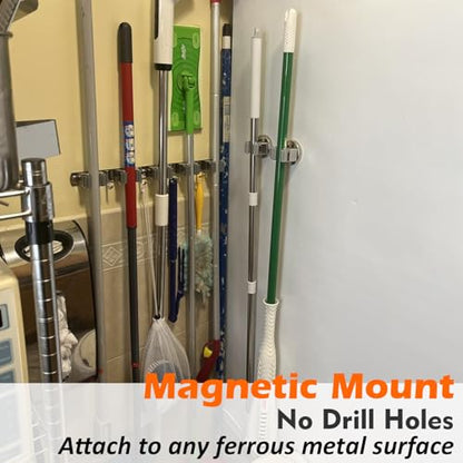 Magnetic Broom Holders (Anti-broken,Silver,2PCS)