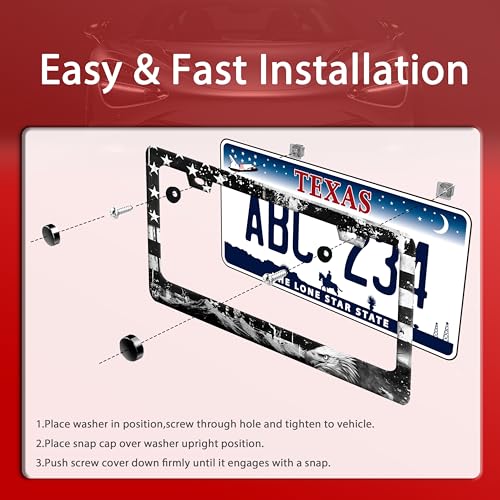 American Flag Eagle Mountains License Plate Frame Funny License Holder (American Flag Eagle Mountains)