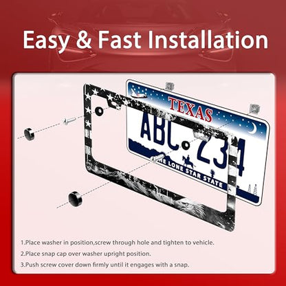 American Flag Eagle Mountains License Plate Frame Funny License Holder (American Flag Eagle Mountains)