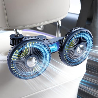 Dual Head Car Cooling Fans for Back Seat for Kids (Battery Powered)