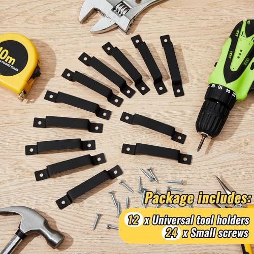 12 Pcs Tape Measure Clip Tape Measure Holder with Screws (Black)