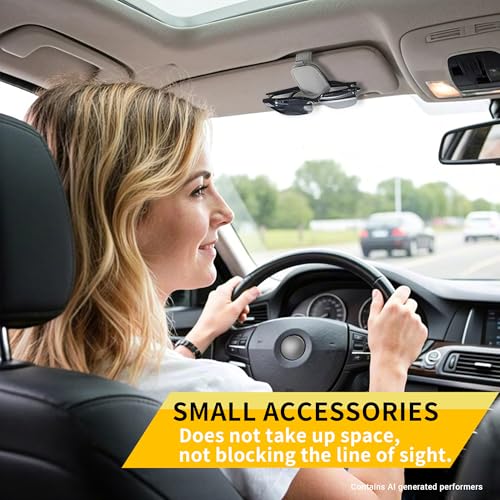 Magnetic Leather Sunglasses Holder for Car (Silver Grey)