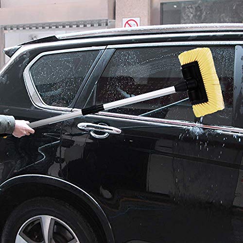 Car Wash Brush with Long Handle 12'' Lock Soft Bristle Brush car Scrub Brush 60'' Dismountable Pole with on