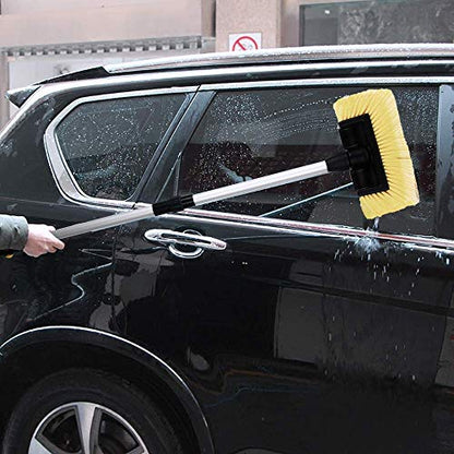 Car Wash Brush with Long Handle 12'' Lock Soft Bristle Brush car Scrub Brush 60'' Dismountable Pole with on