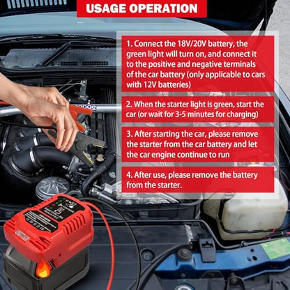 Car Jump Starter Adapter for Milwaukee M18 18V Batteries (JUMP for Milwaukee M18)