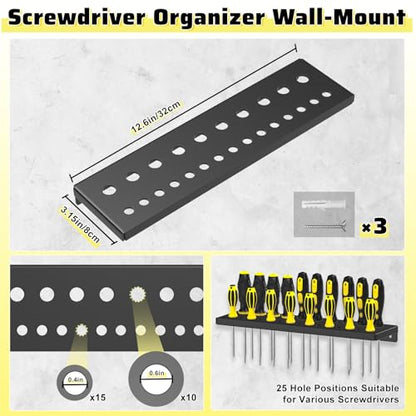 4Pcs Hand Tool Organizers Wall Mount (4 PCS Black)